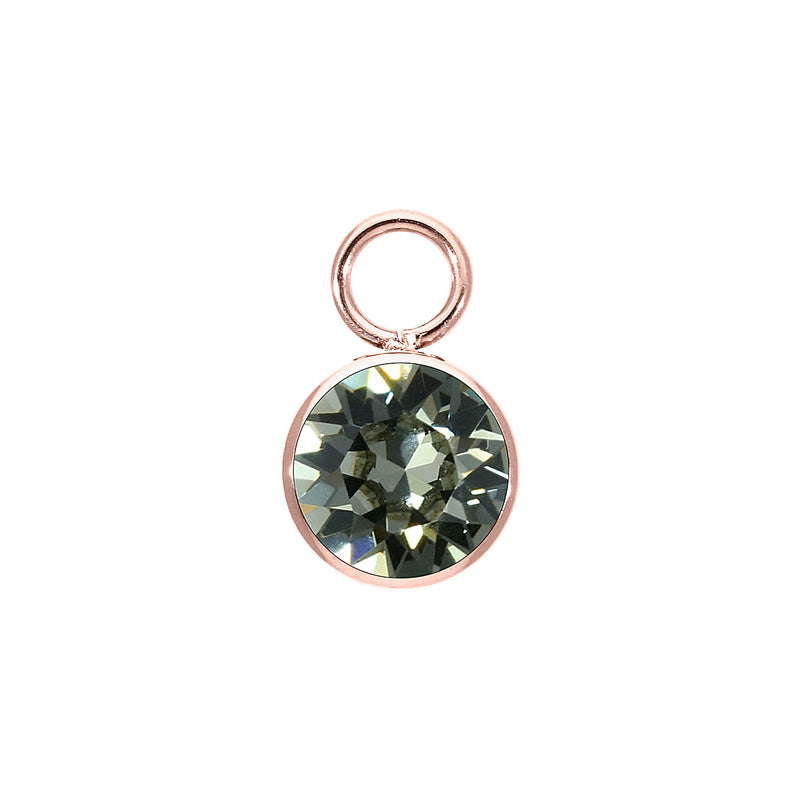 Bottone Charm 10 mm - Roségold black diamond