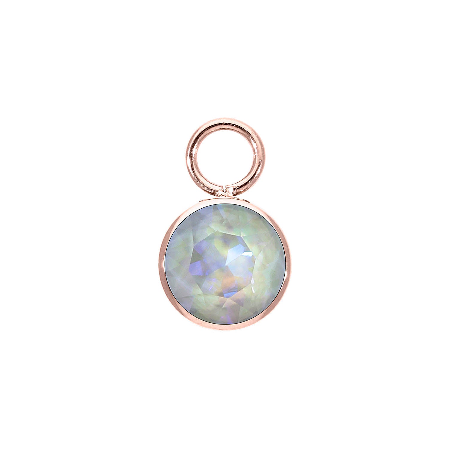 Bottone Charm 10 mm - Roségold Crystal Serene Gray Delite