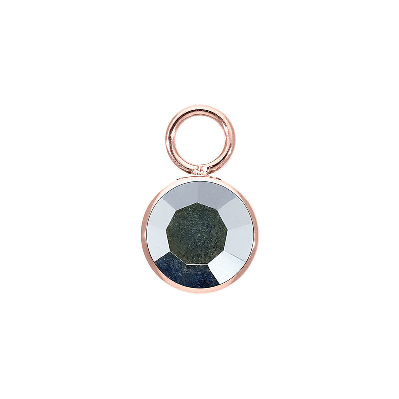 Bottone Charm 10 mm - Roségold crystal labrador