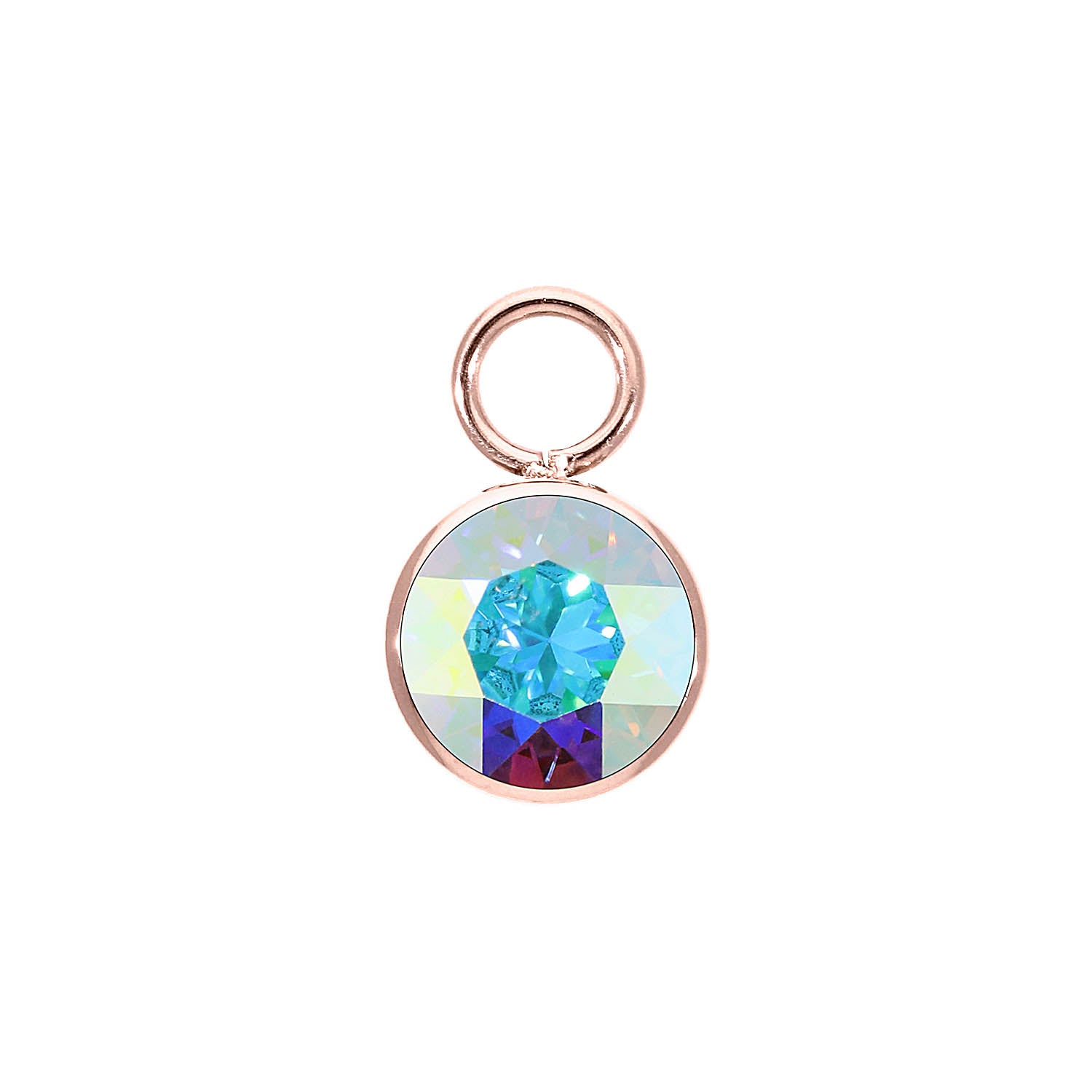 Bottone Charm 10 mm - Roségold crystal aurora boreale