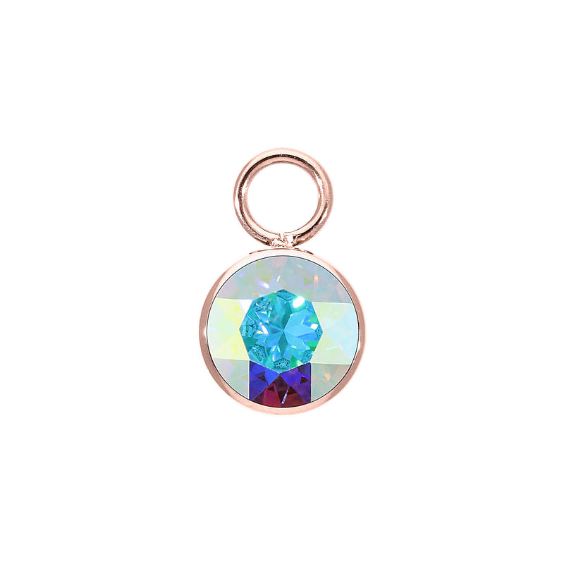 Bottone Charm 10 mm - Roségold crystal aurora boreale