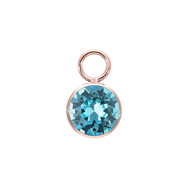 Bottone Charm 10 mm - Roségold Light Turquoise