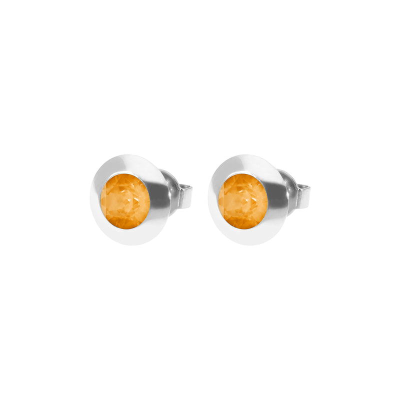 Tondo Ohrstecker 9 mm - Silber Crystal Mango Ignite