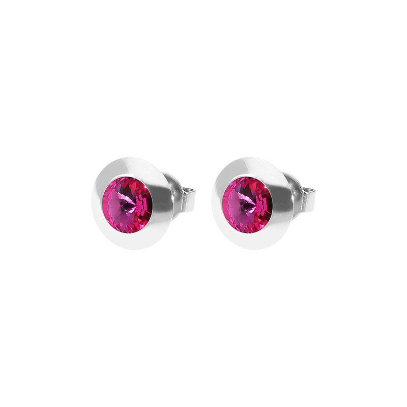Tondo Ohrstecker 9 mm - Silber fuchsia