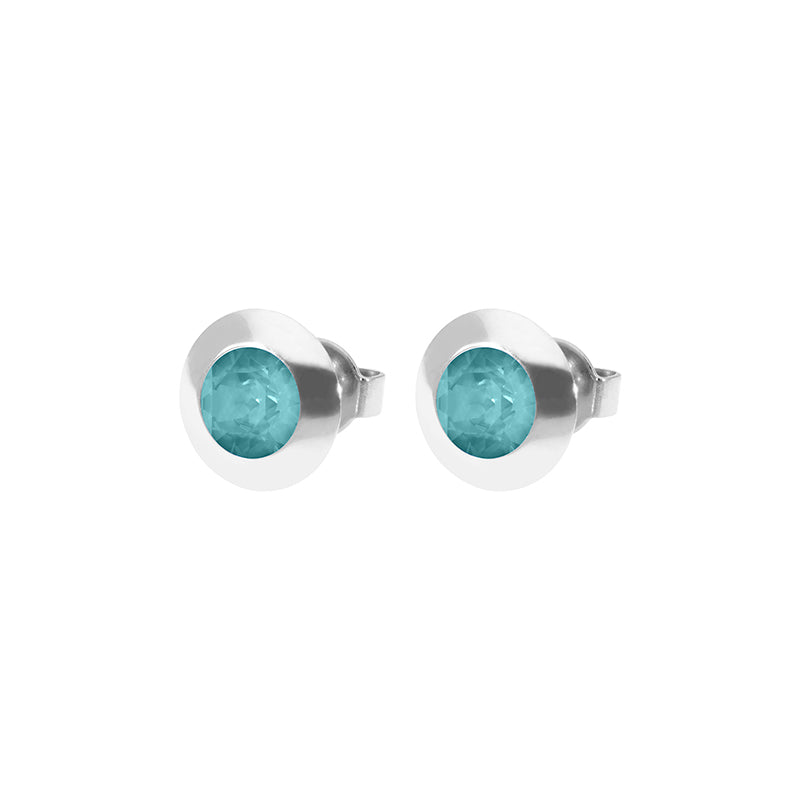 Tondo Ohrstecker 9 mm - Silber Crystal Pine Green Ignite