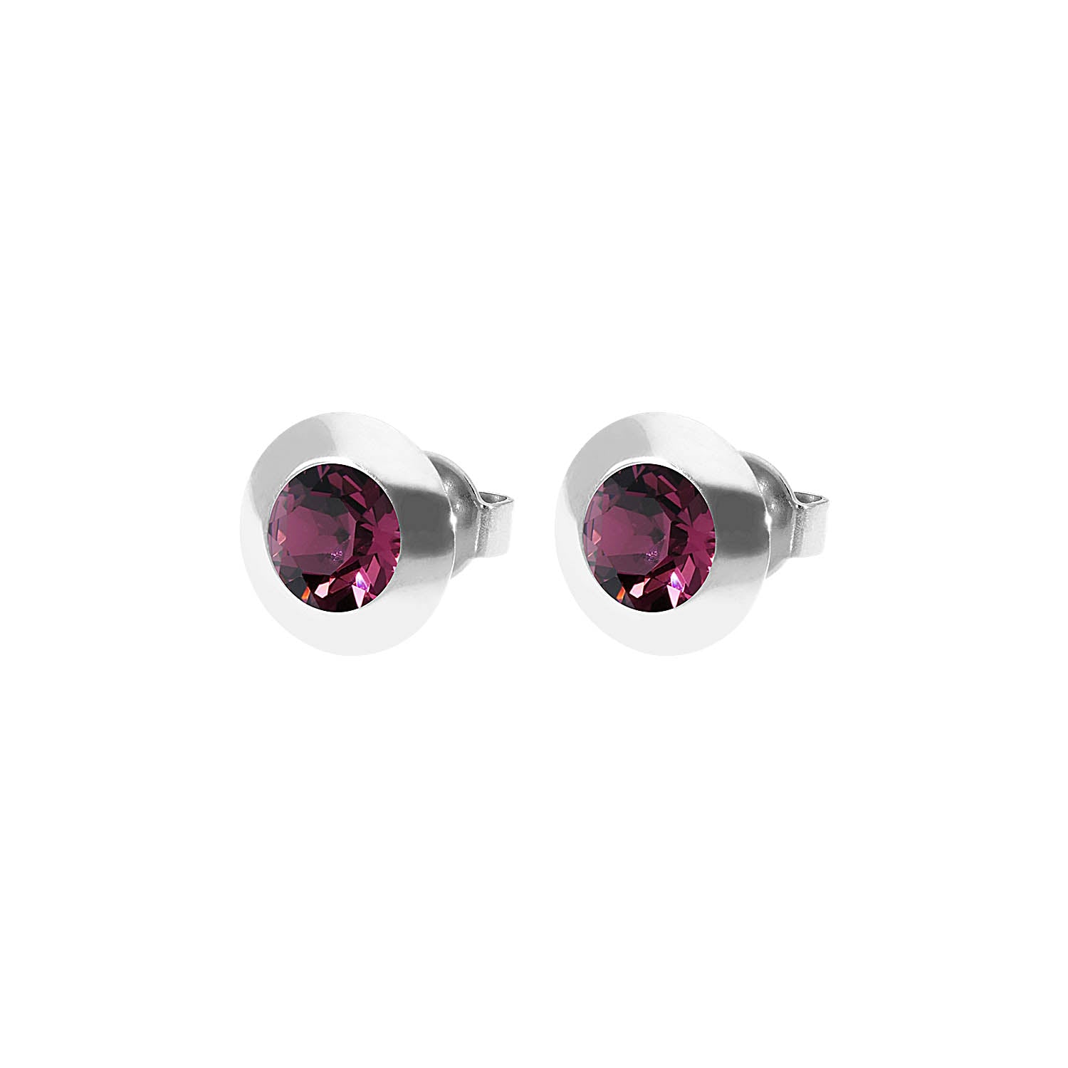 Tondo Ohrstecker 9 mm - Silber amethyst