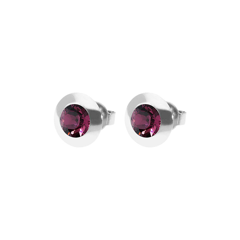Tondo Ohrstecker 9 mm - Silber amethyst