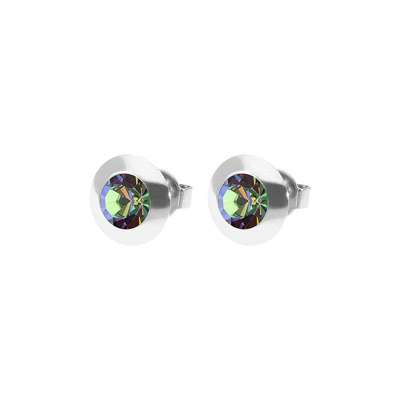 Tondo Ohrstecker 9 mm - Silber Crystal Vitrail Medium