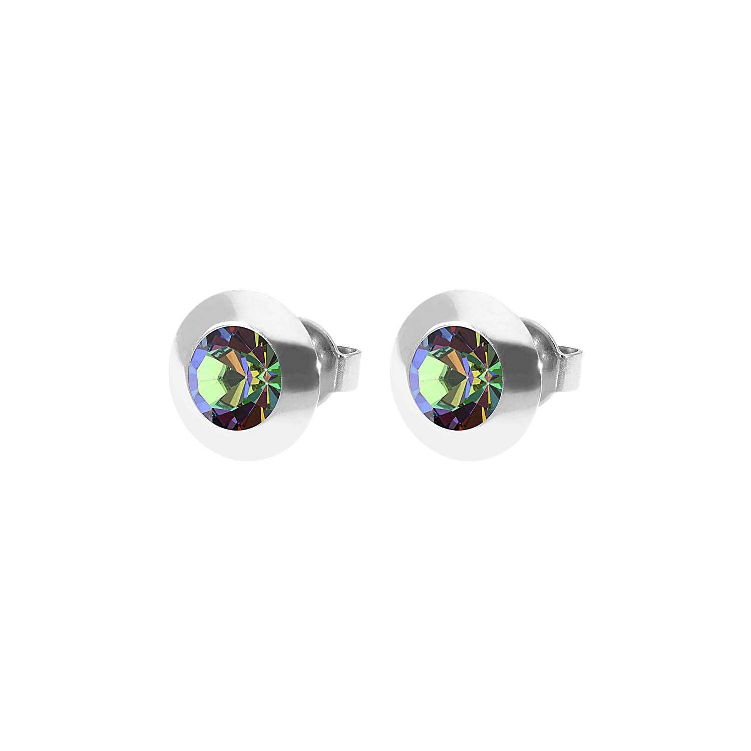 Tondo Ohrstecker 9 mm - Silber Crystal Vitrail Medium