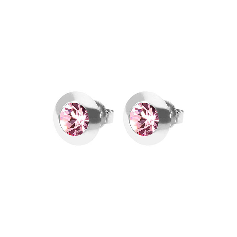 Tondo Ohrstecker 9 mm - Silber Light Rose