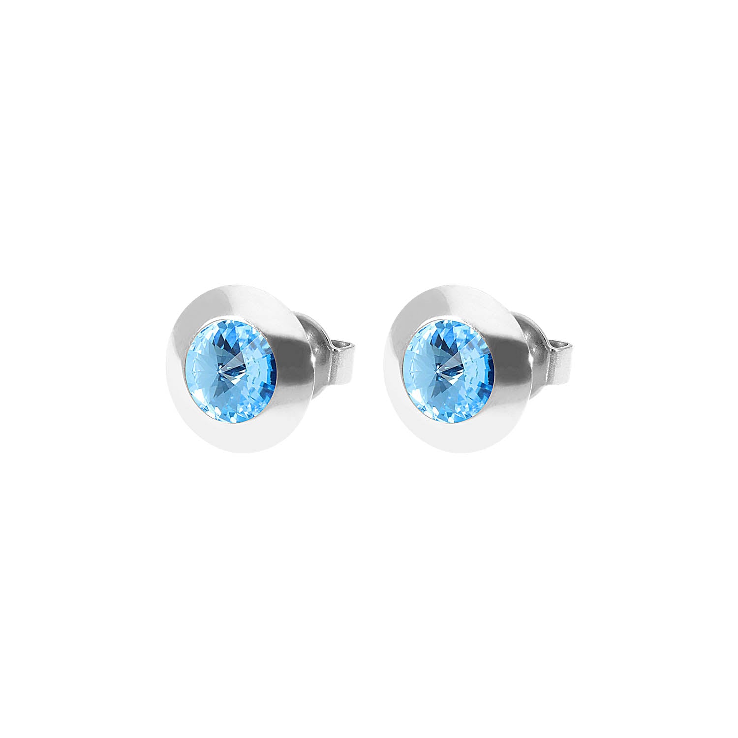 Tondo Ohrstecker 9 mm - Silber aquamarine
