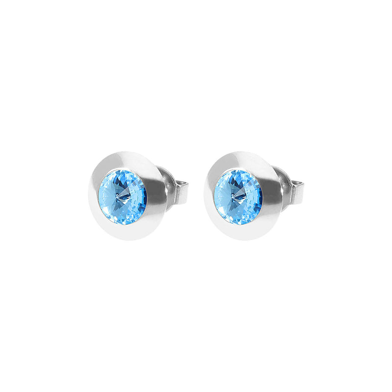 Tondo Ohrstecker 9 mm - Silber aquamarine