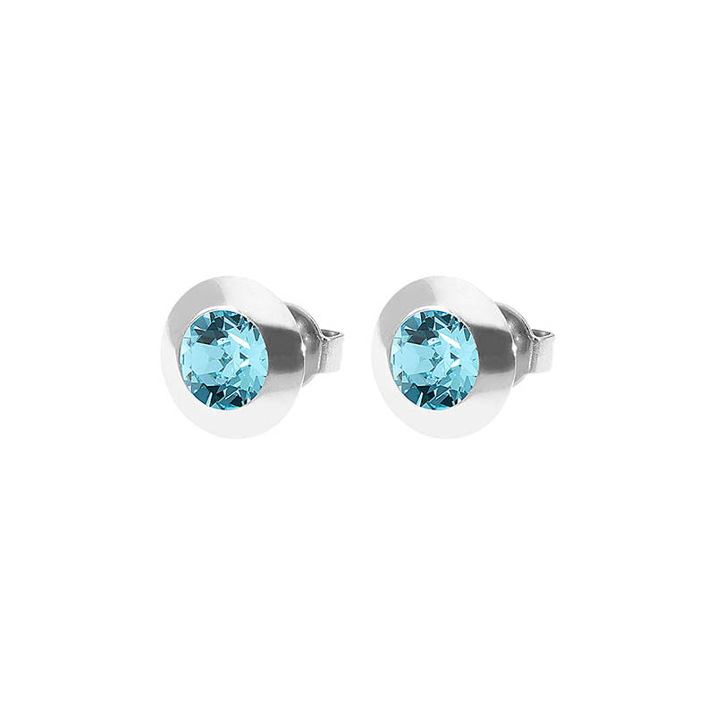 Tondo Ohrstecker 9 mm - Silber Light Turquoise