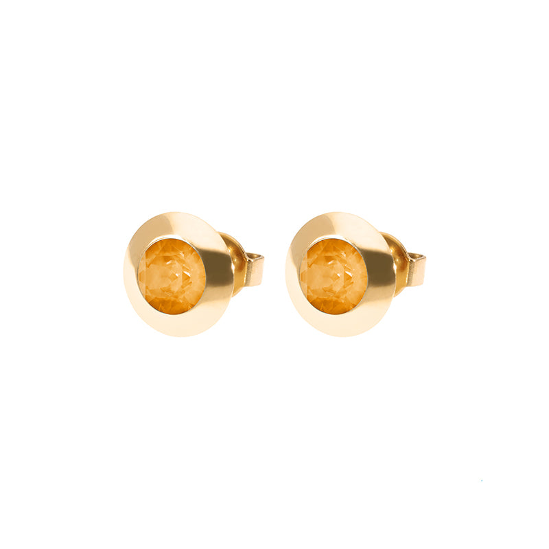 Tondo Ohrstecker 9 mm - Gold Crystal Mango Ignite