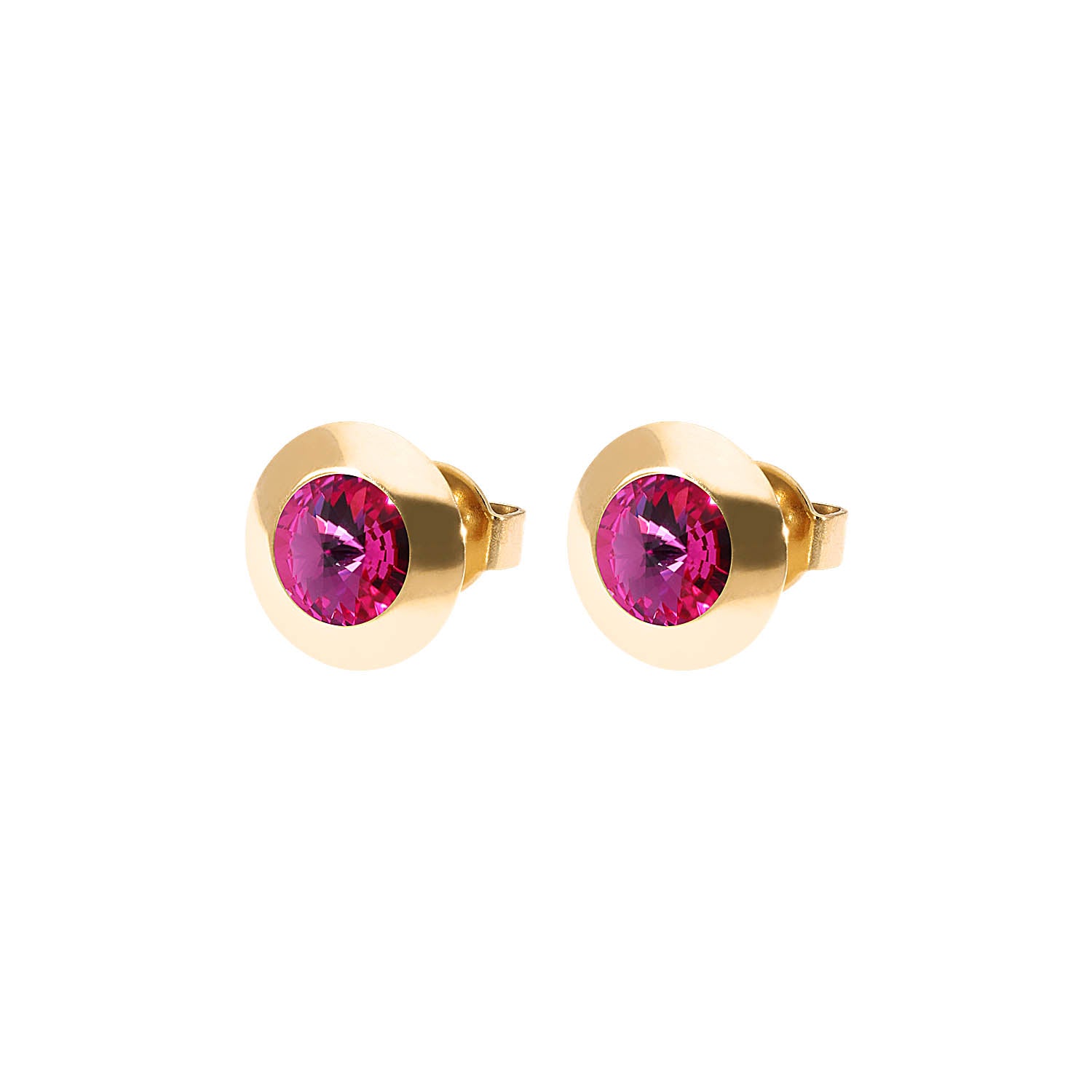 Tondo Ohrstecker 9 mm - Gold fuchsia