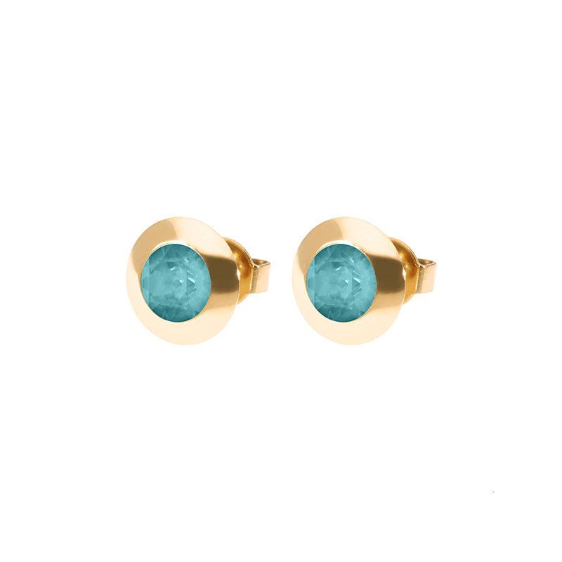 Tondo Ohrstecker 9 mm - Gold Crystal Pine Green Ignite