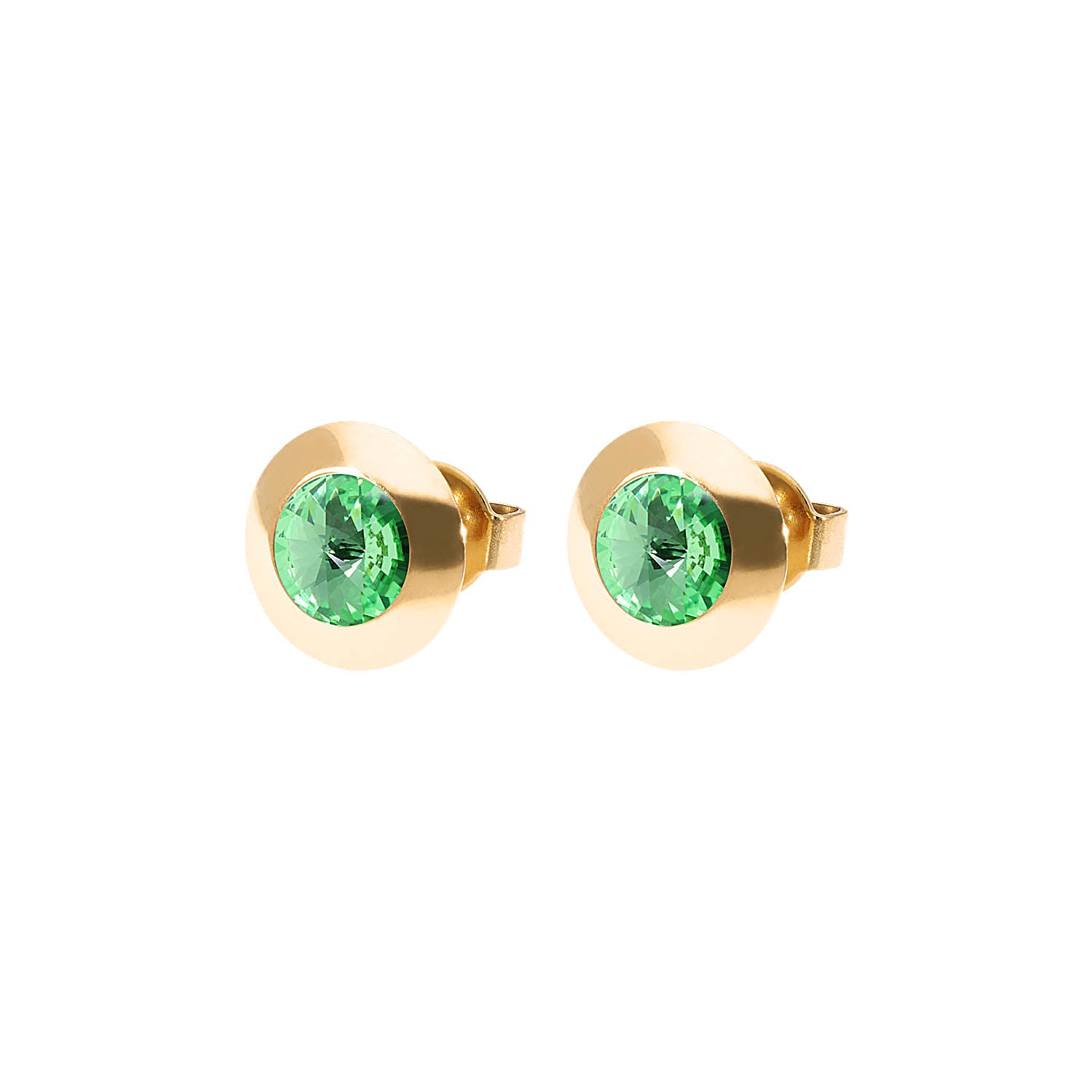 Tondo Ohrstecker 9 mm - Gold peridot