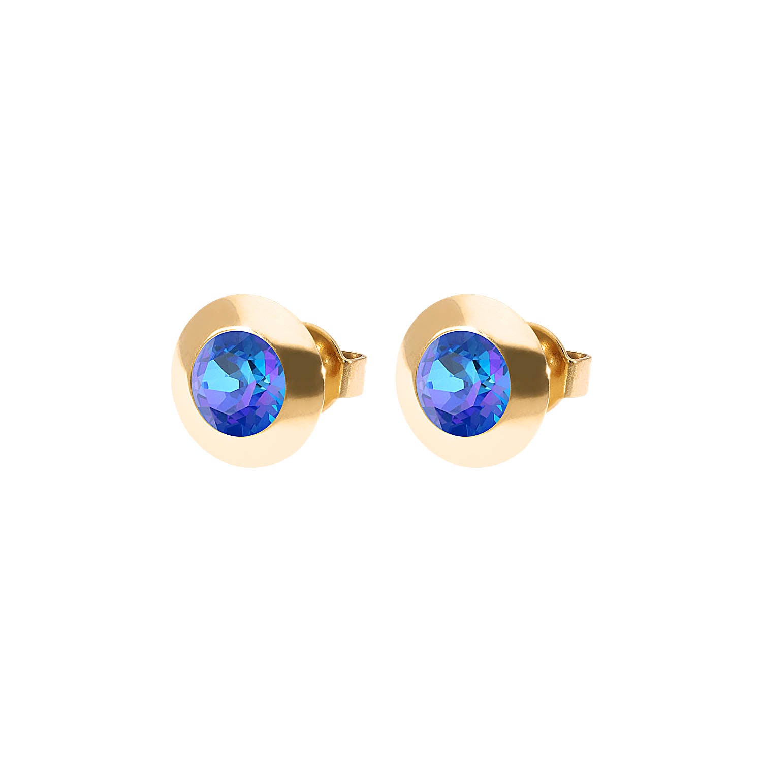 Tondo Ohrstecker 9 mm - Gold royal blue delite