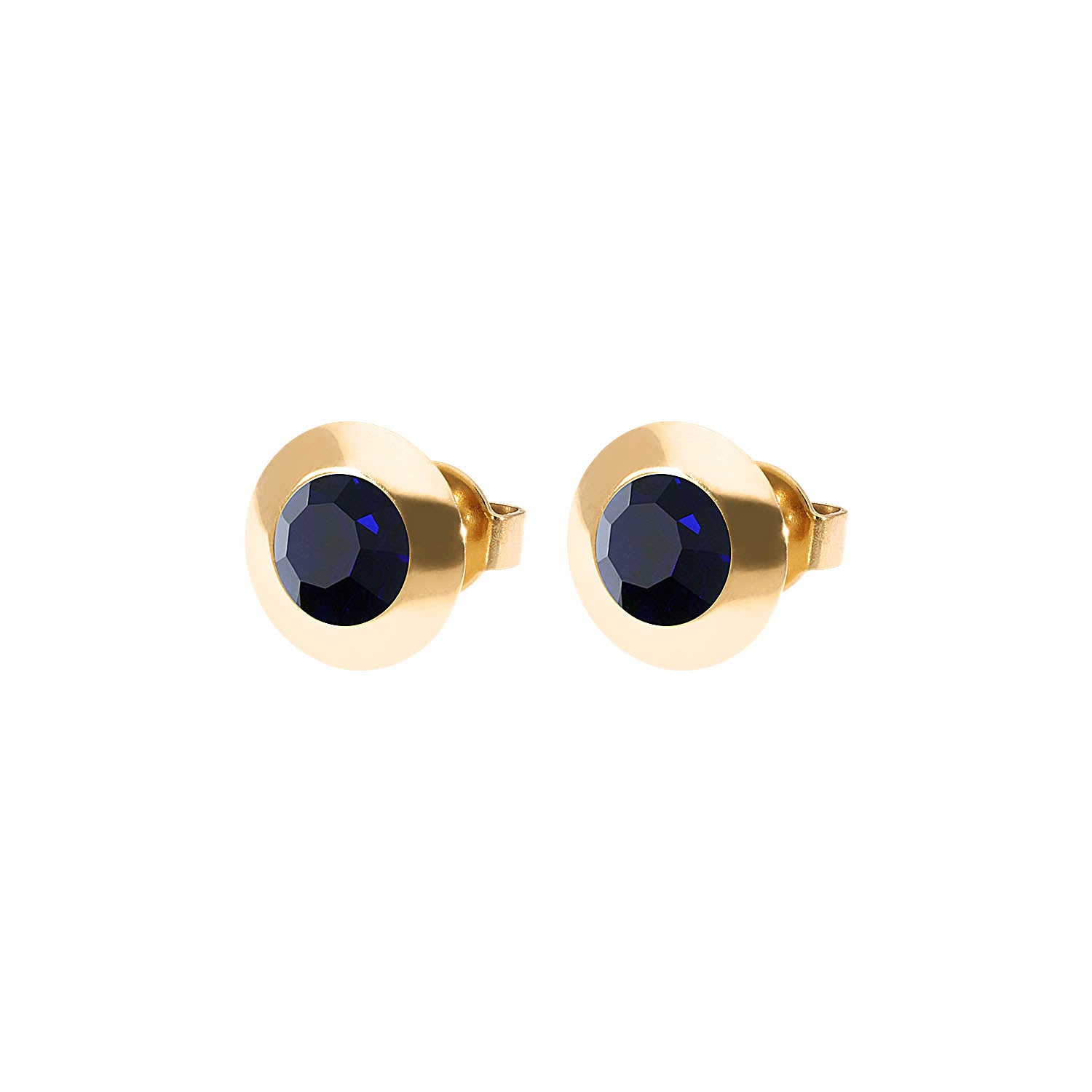 Tondo Ohrstecker 9 mm - Gold Dark Indigo