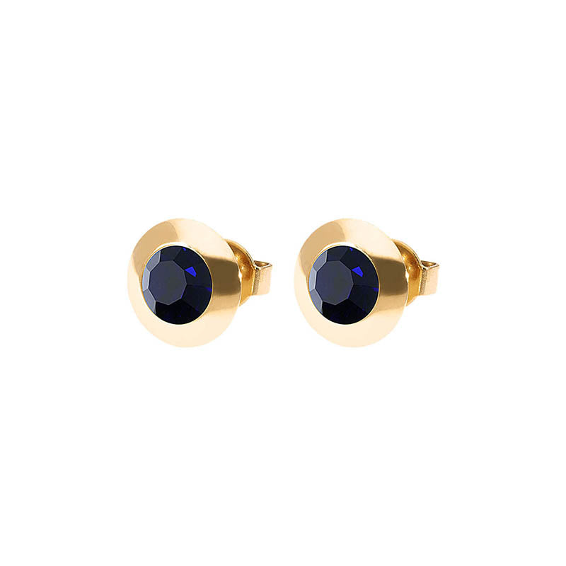 Tondo Ohrstecker 9 mm - Gold Dark Indigo