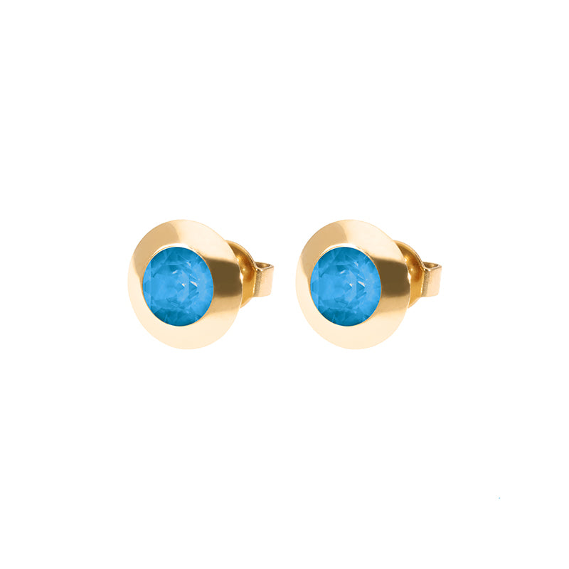 Tondo Ohrstecker 9 mm - Gold Denim Blue
