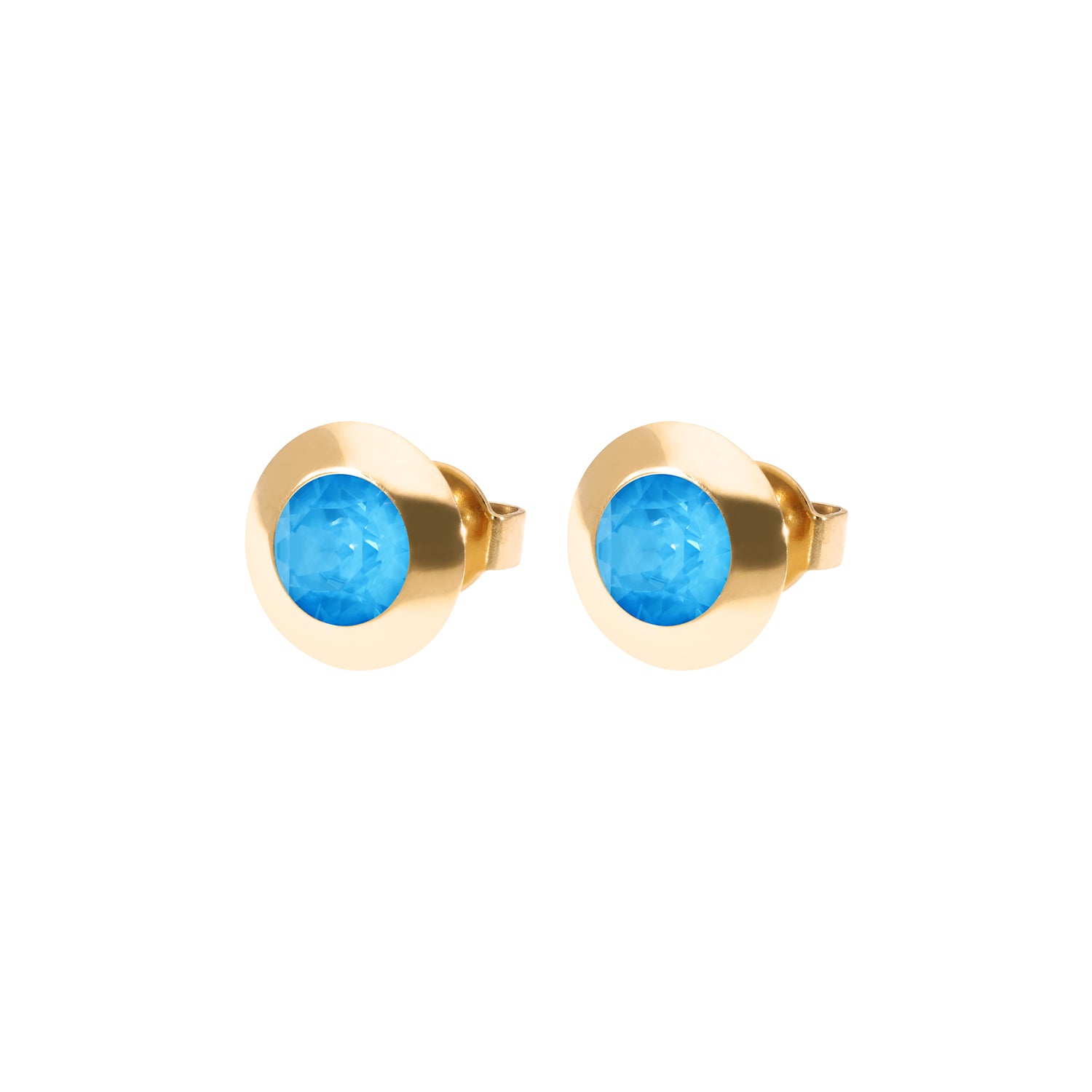 Tondo Ohrstecker 9 mm - Gold Crystal Electric Blue Ignite