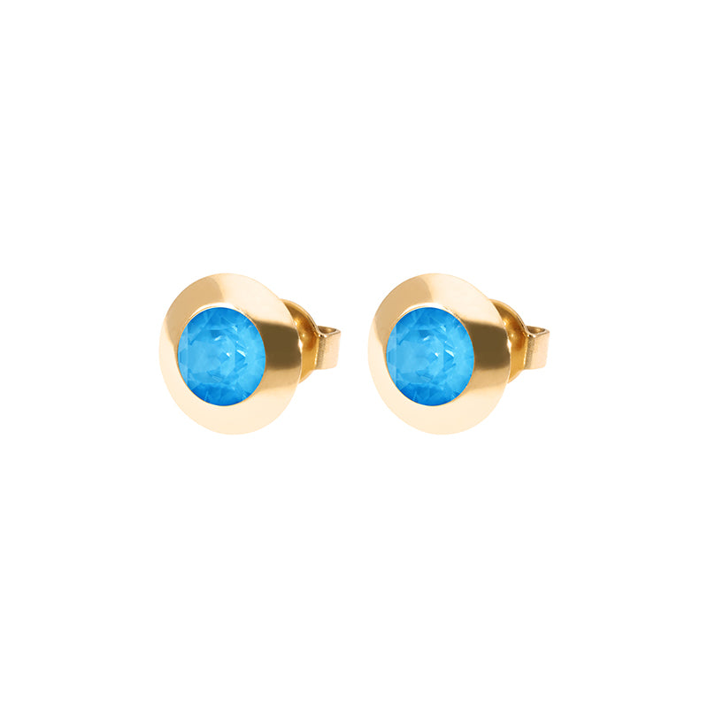 Tondo Ohrstecker 9 mm - Gold Crystal Electric Blue Ignite