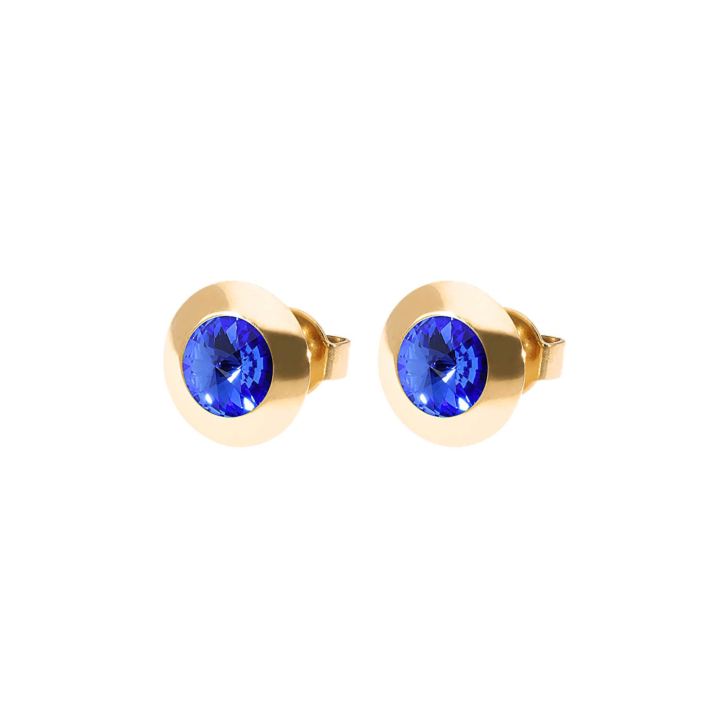 Tondo Ohrstecker 9 mm - Gold sapphire