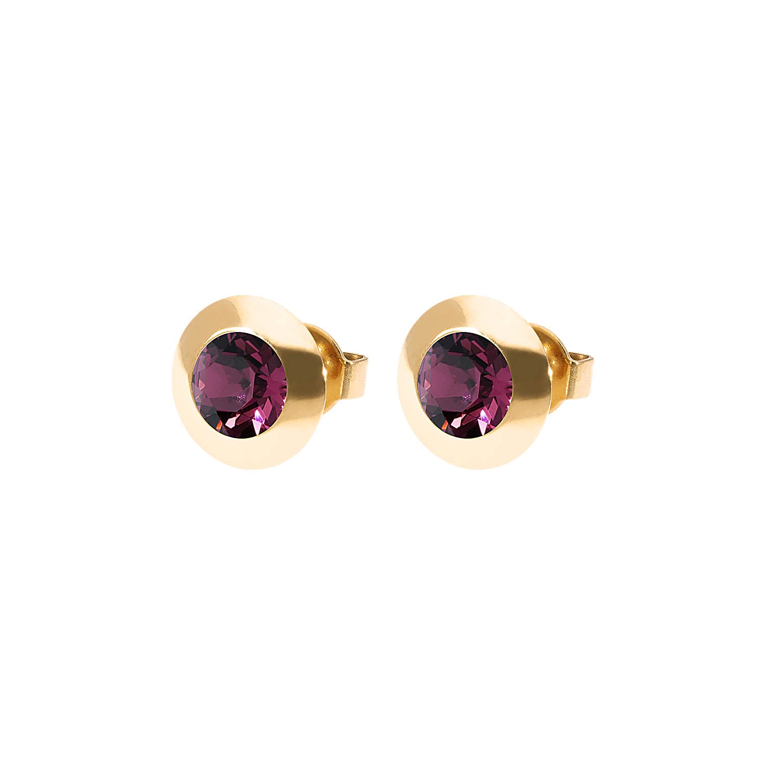 Tondo Ohrstecker 9 mm - Gold amethyst