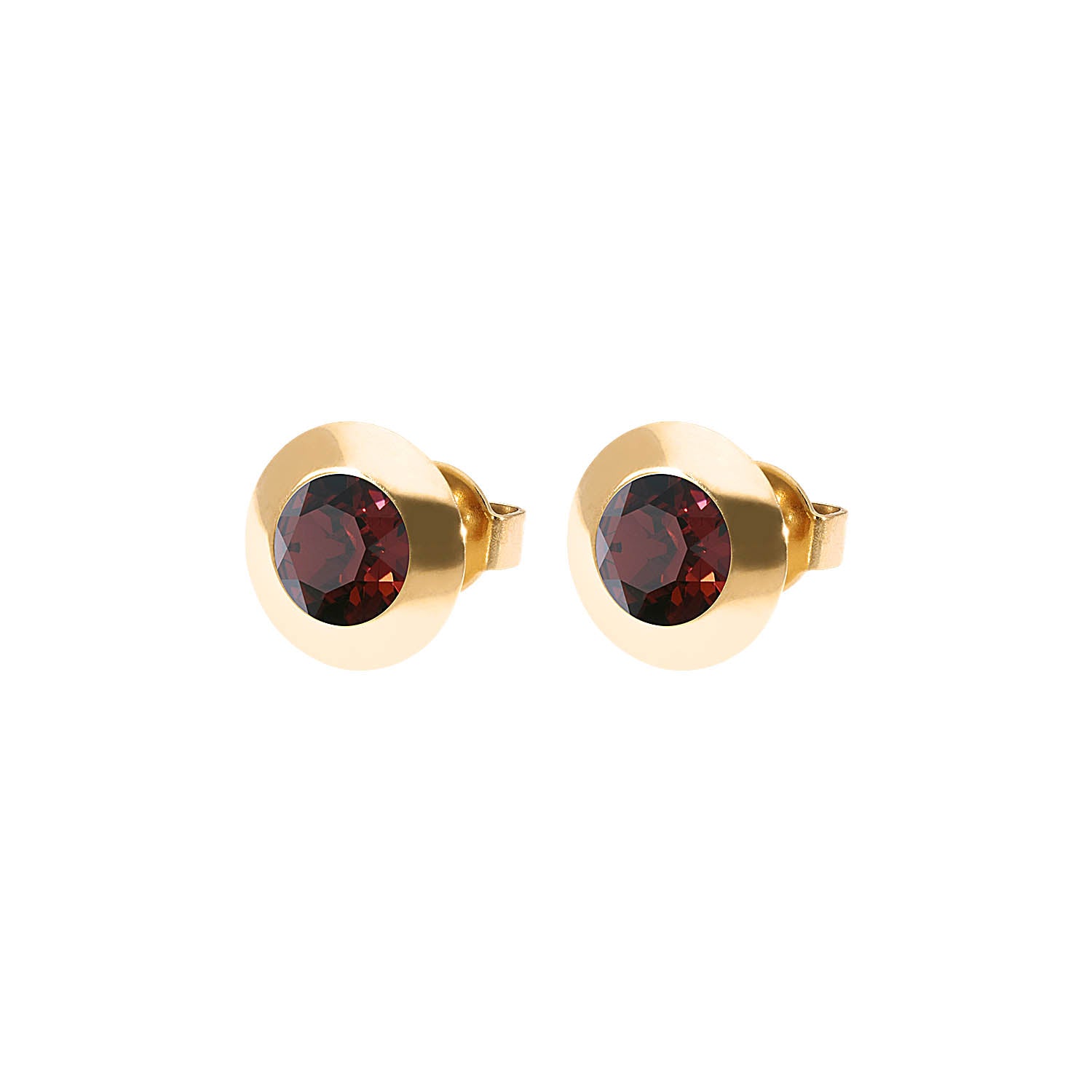 Tondo Ohrstecker 9 mm - Gold Burgundy
