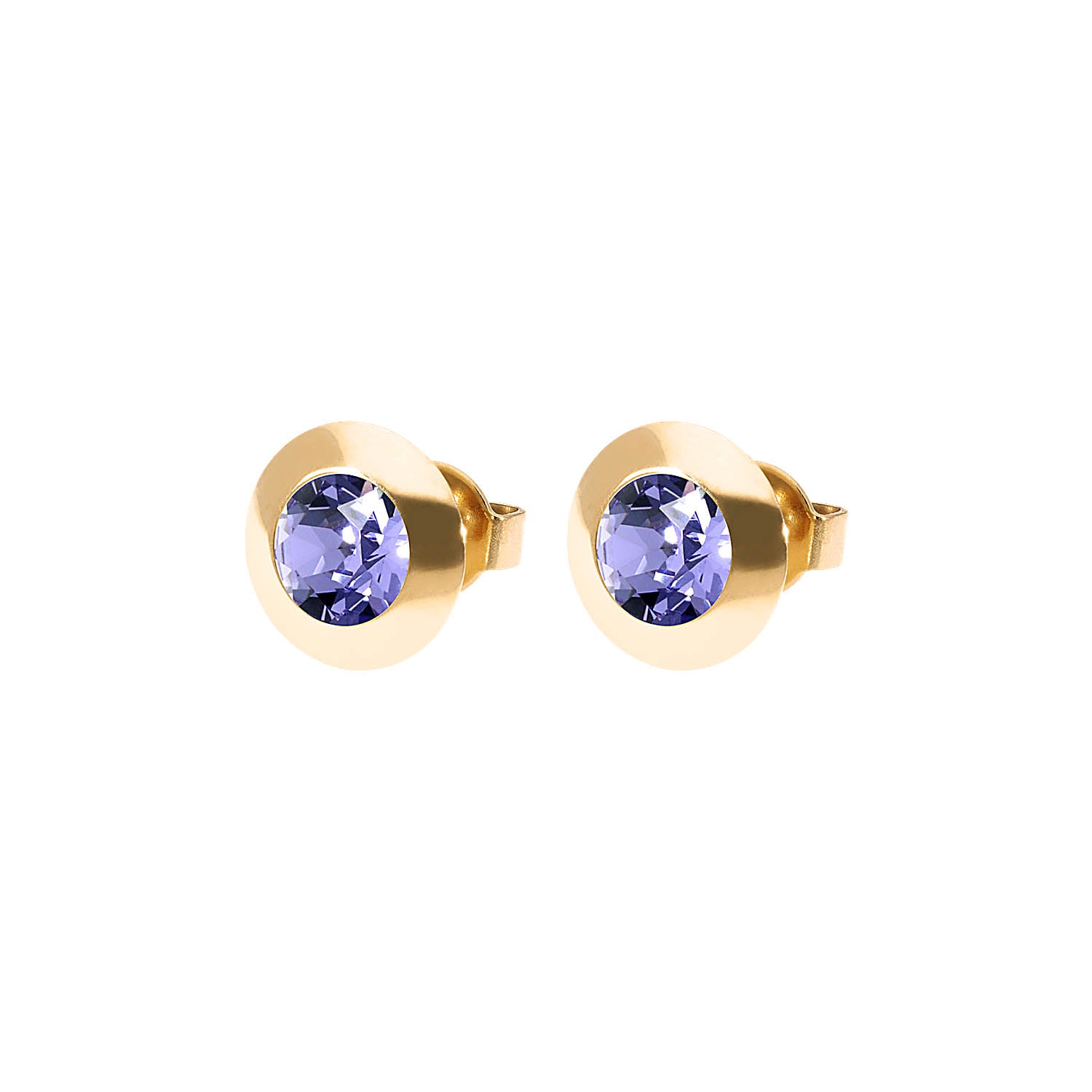 Tondo Ohrstecker 9 mm - Gold tanzanite