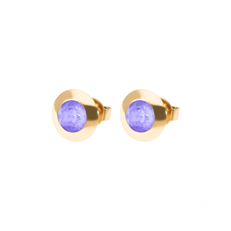 Tondo Ohrstecker 9 mm - Gold Crystal Purple Ignite