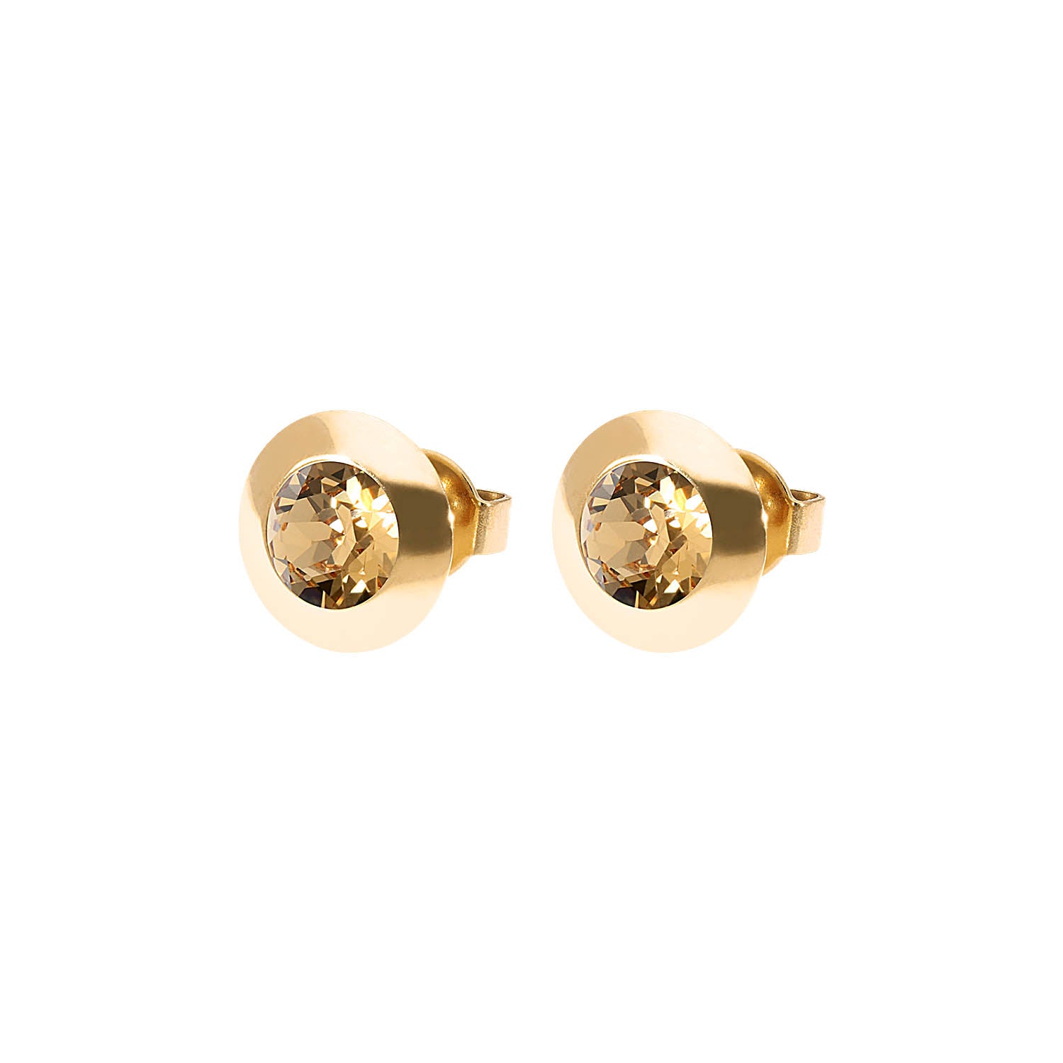 Tondo Ohrstecker 9 mm - Gold light colorado topaz