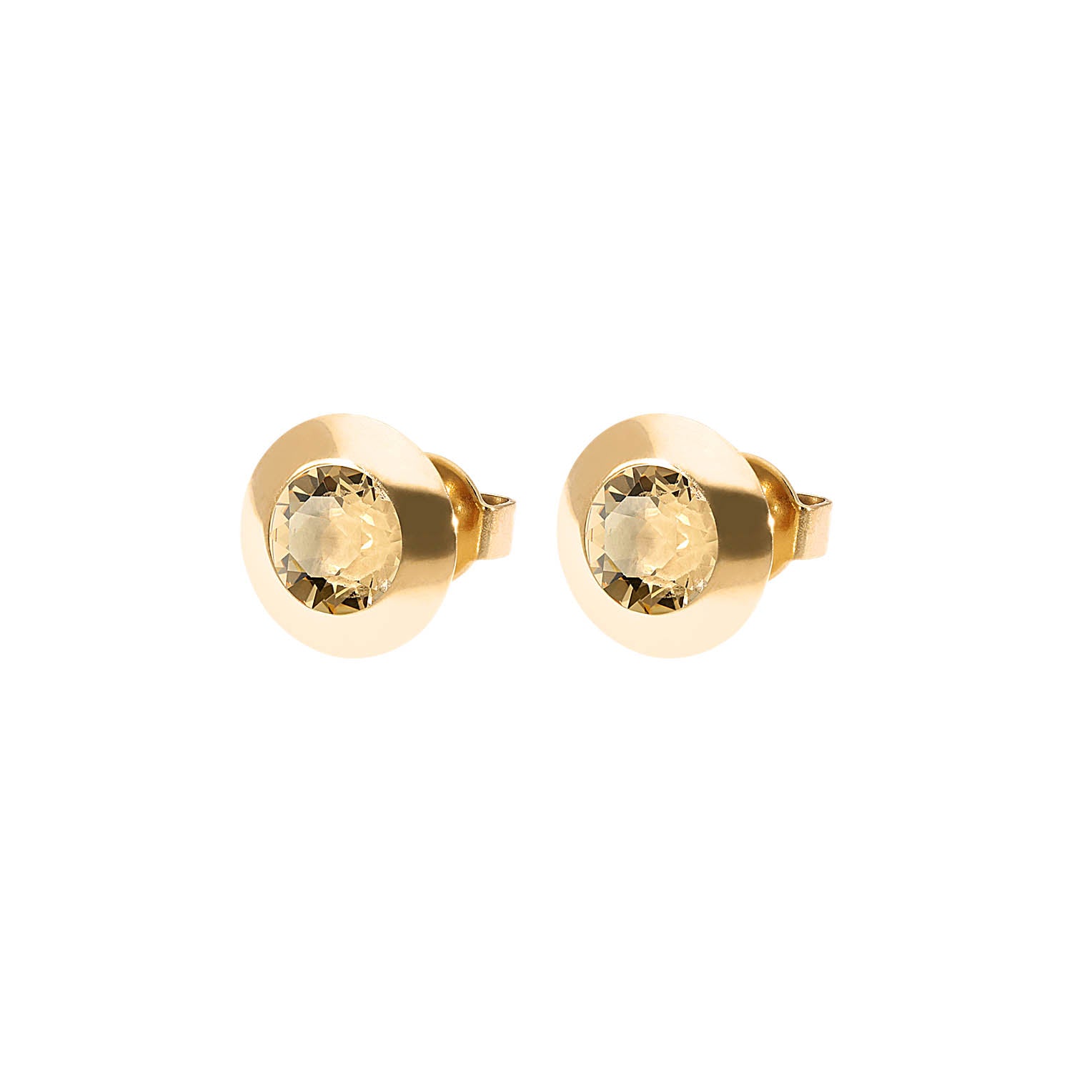 Tondo Ohrstecker 9 mm - Gold light colorado topaz ignite
