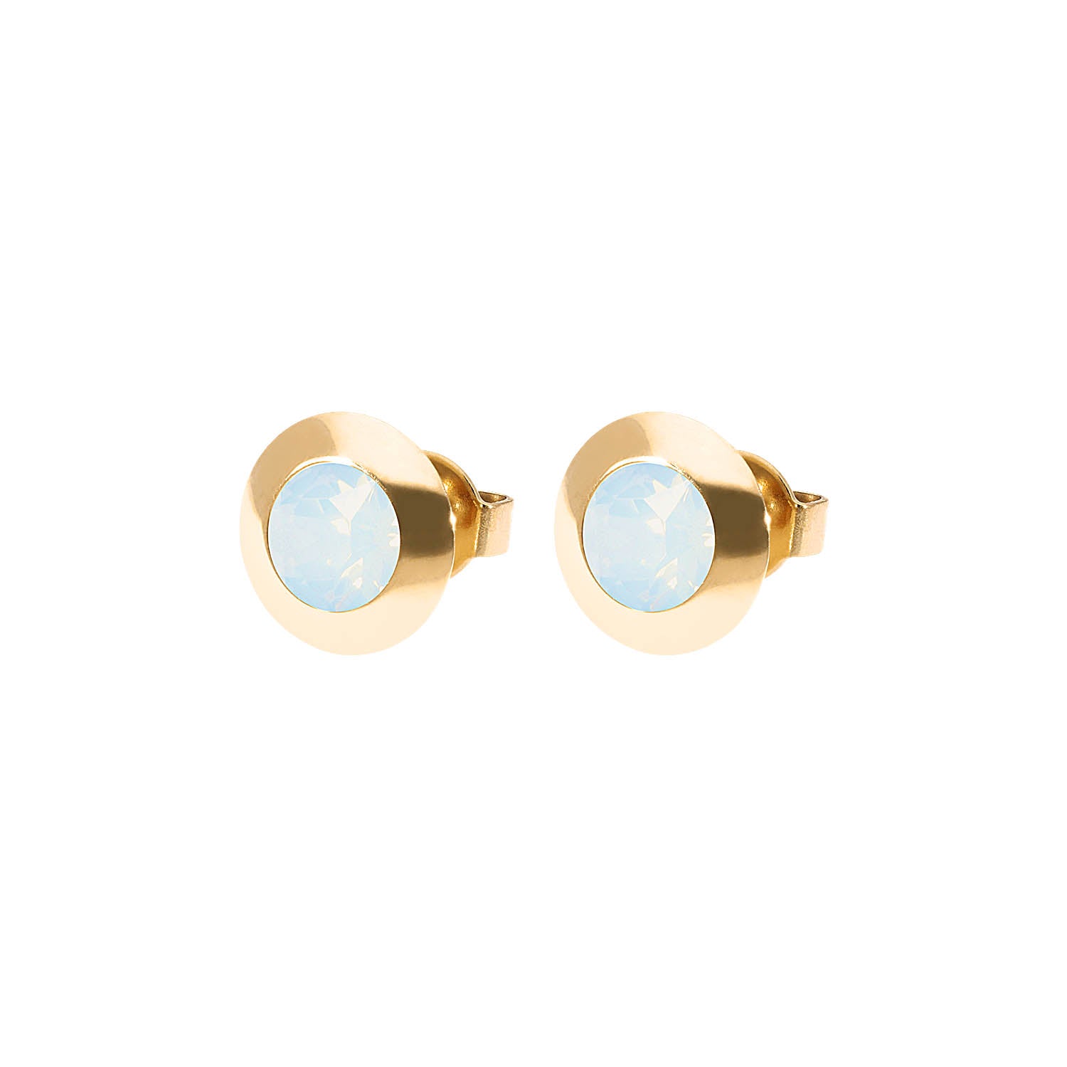 Tondo Ohrstecker 9 mm - Gold white opal