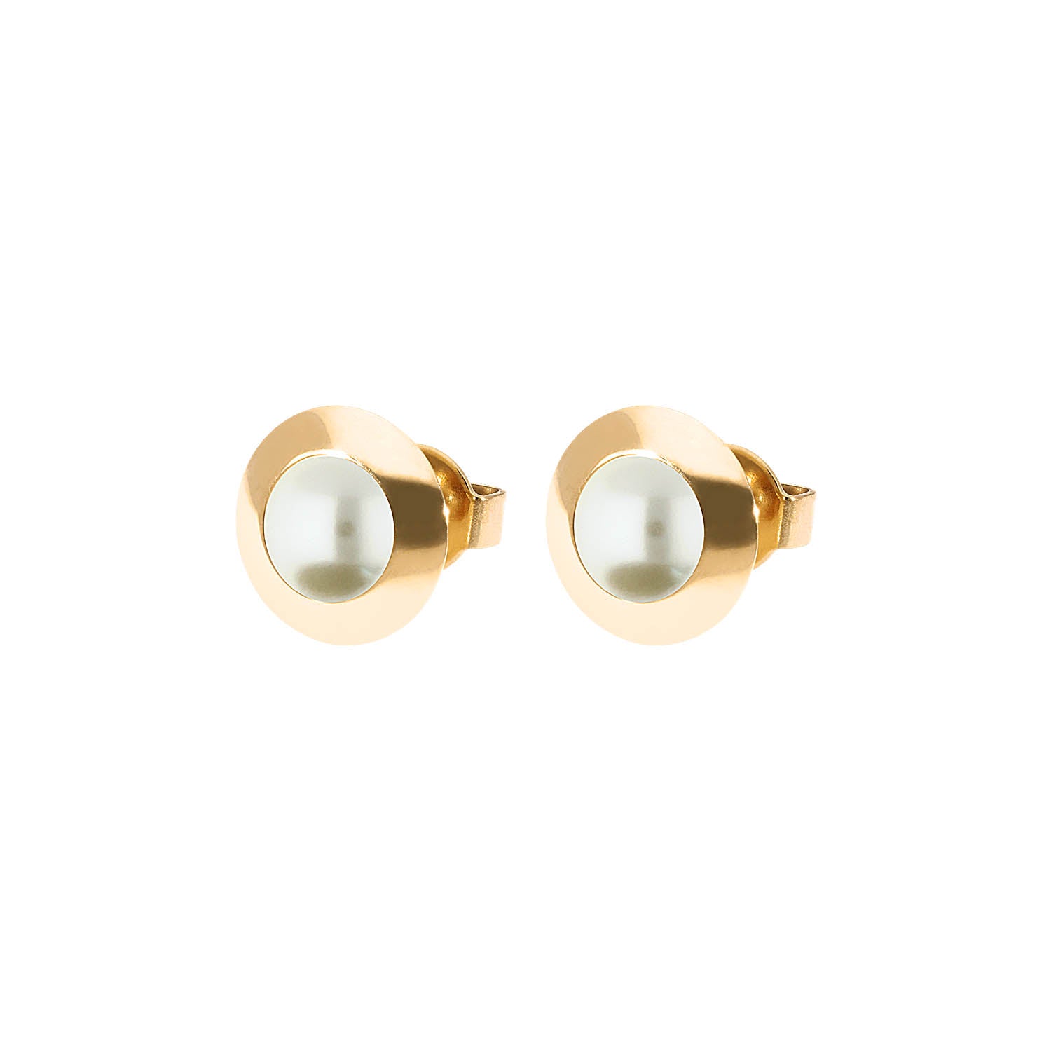 Tondo Ohrstecker 9 mm - Gold cream pearl