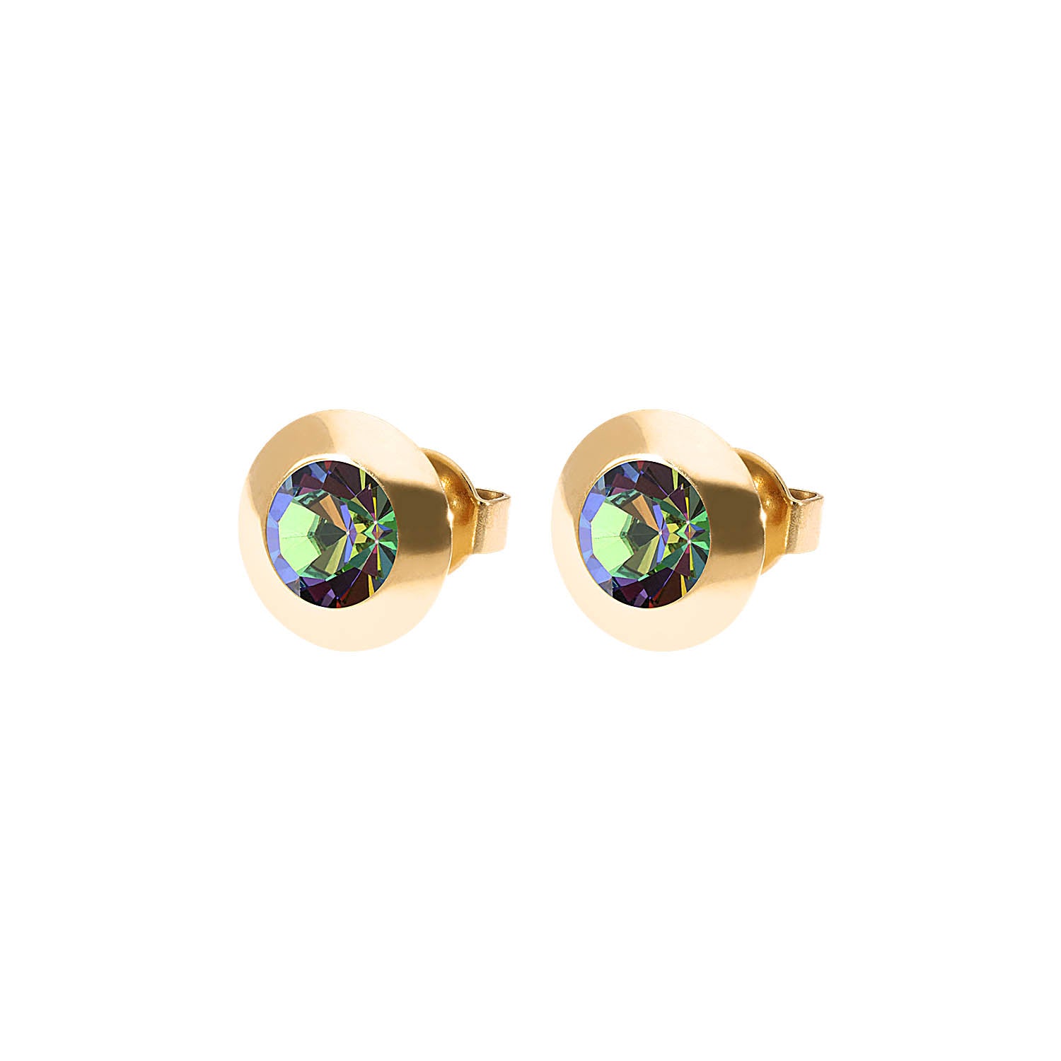 Tondo Ohrstecker 9 mm - Gold Crystal Vitrail Medium