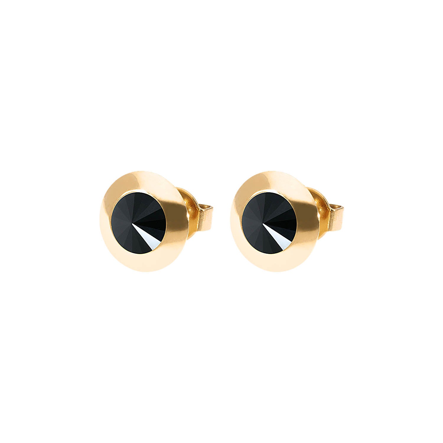Tondo Ohrstecker 9 mm - Gold jet hematite