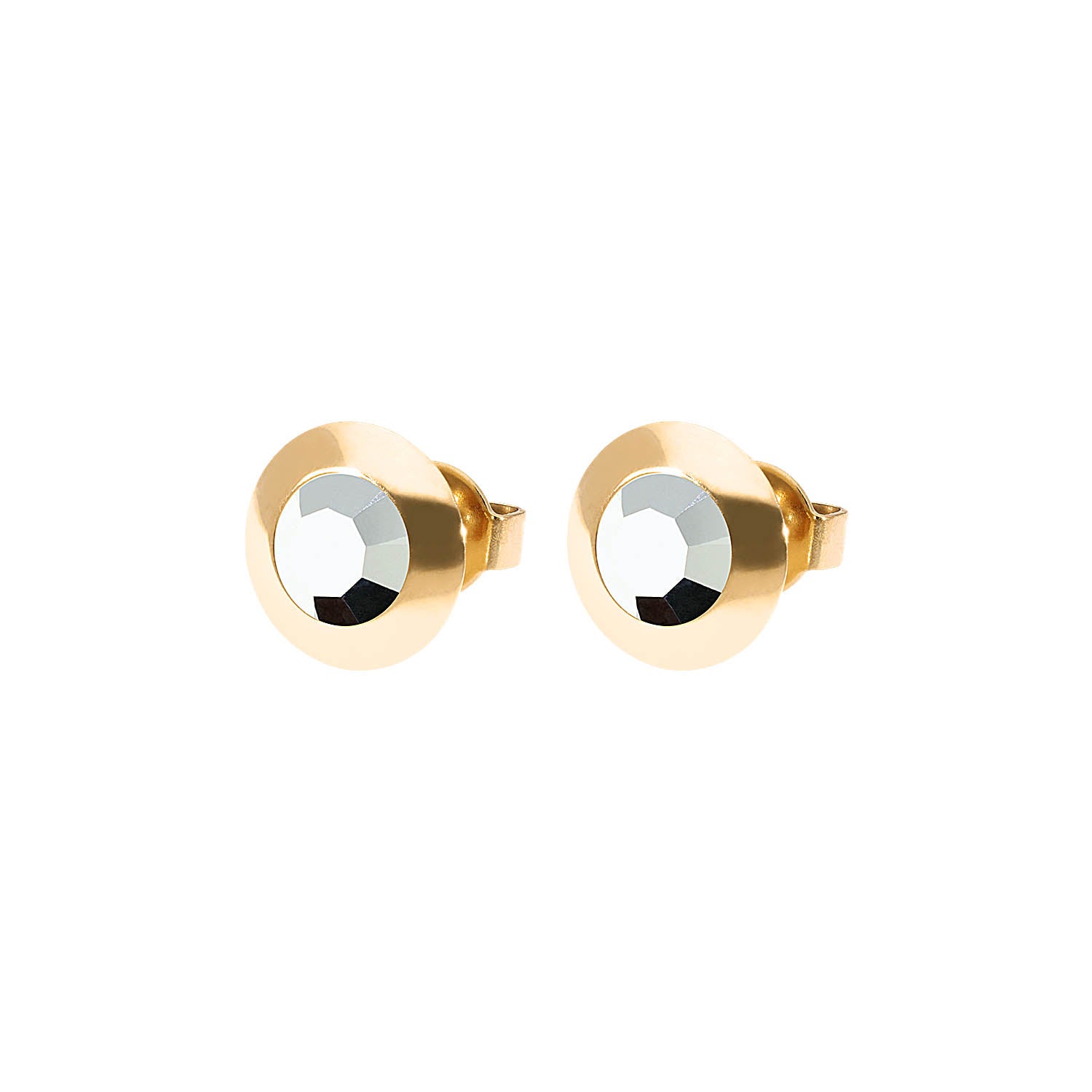 Tondo Ohrstecker 9 mm - Gold crystal labrador