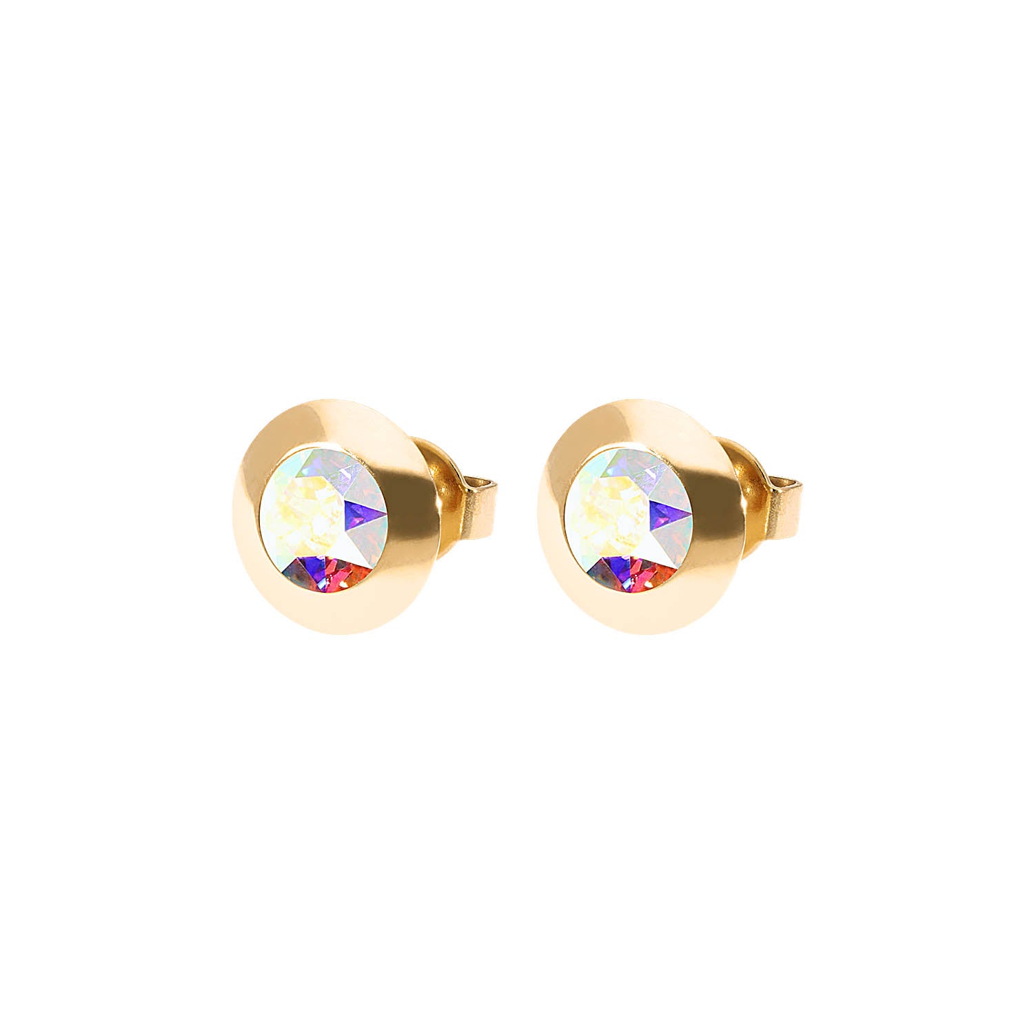 Tondo Ohrstecker 9 mm - Gold crystal aurora boreale