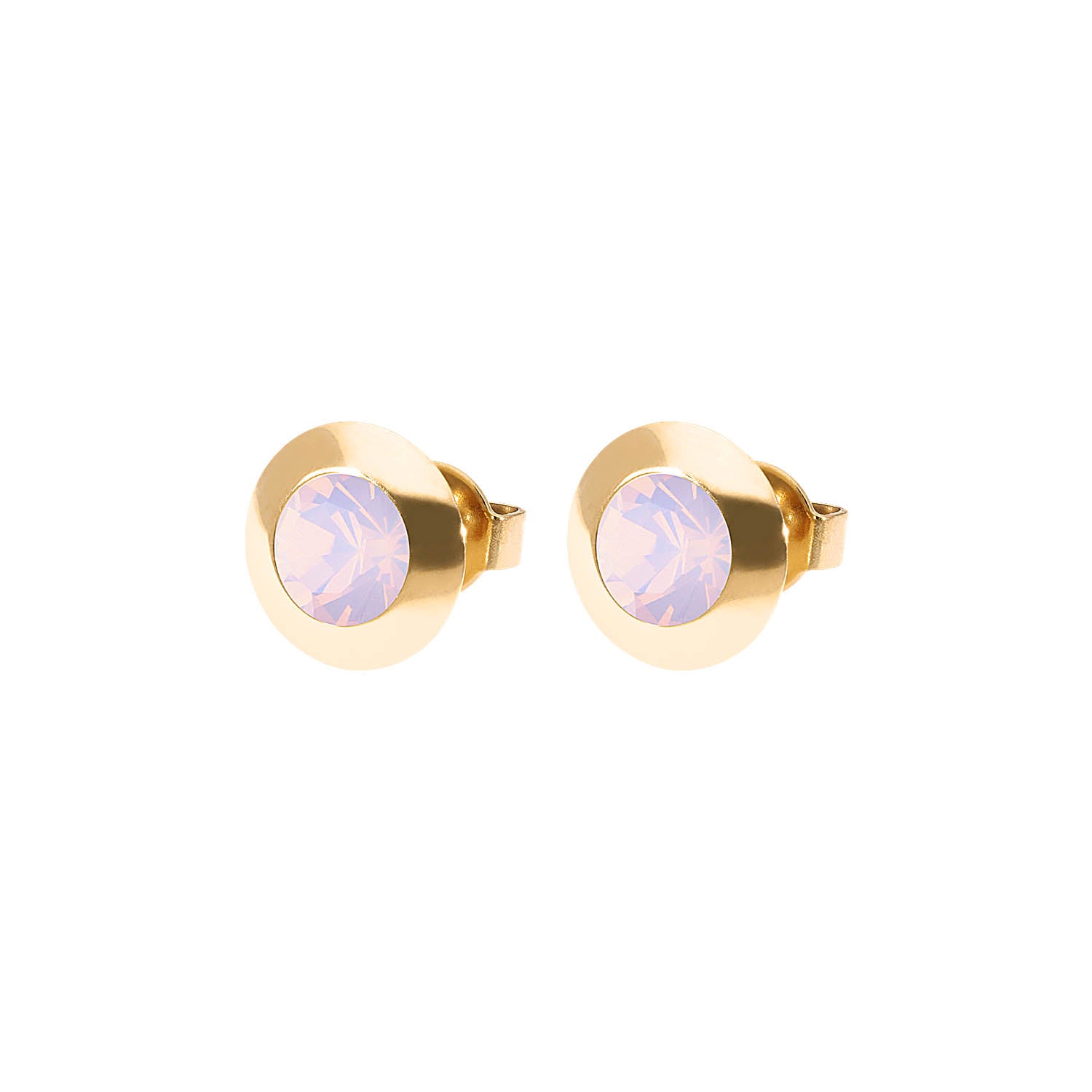 Tondo Ohrstecker 9 mm - Gold rose opal