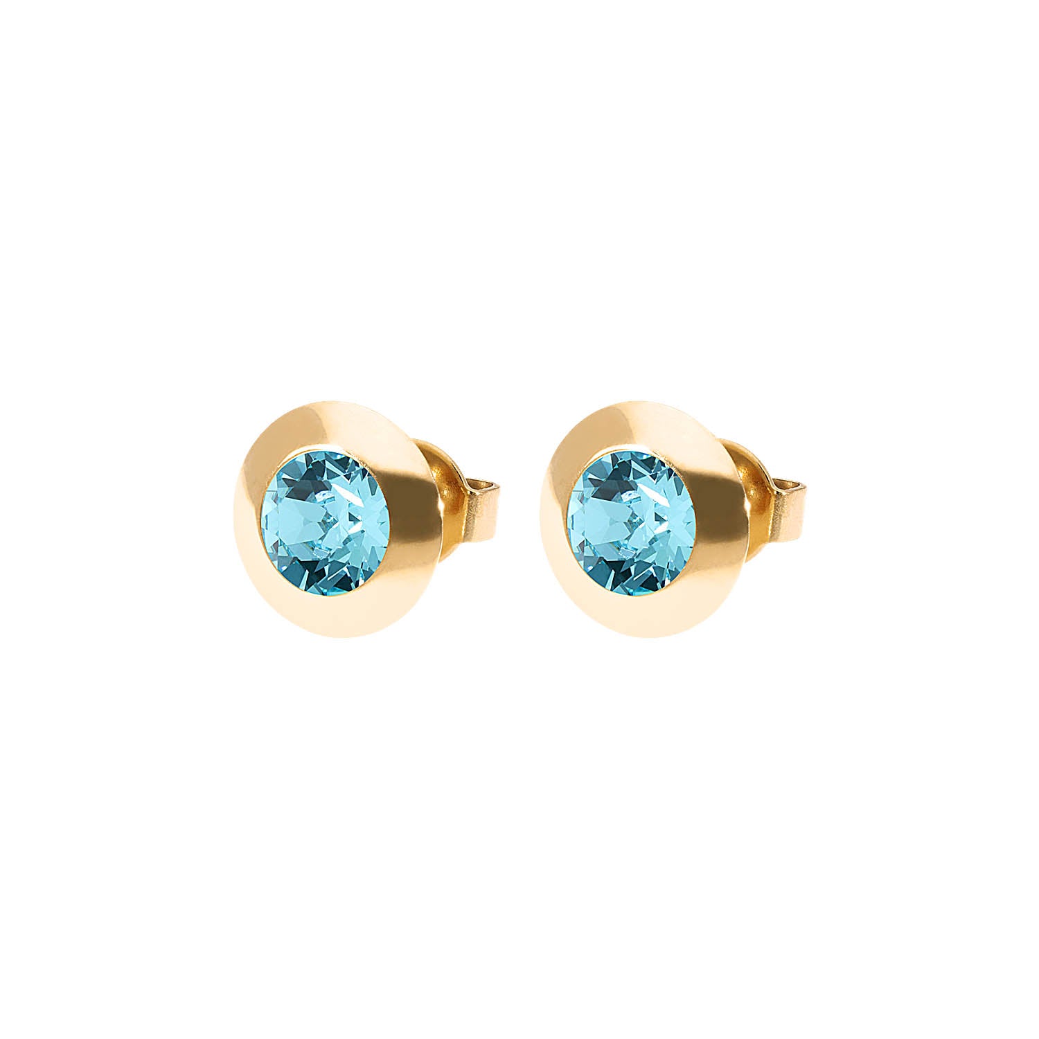 Tondo Ohrstecker 9 mm - Gold Light Turquoise