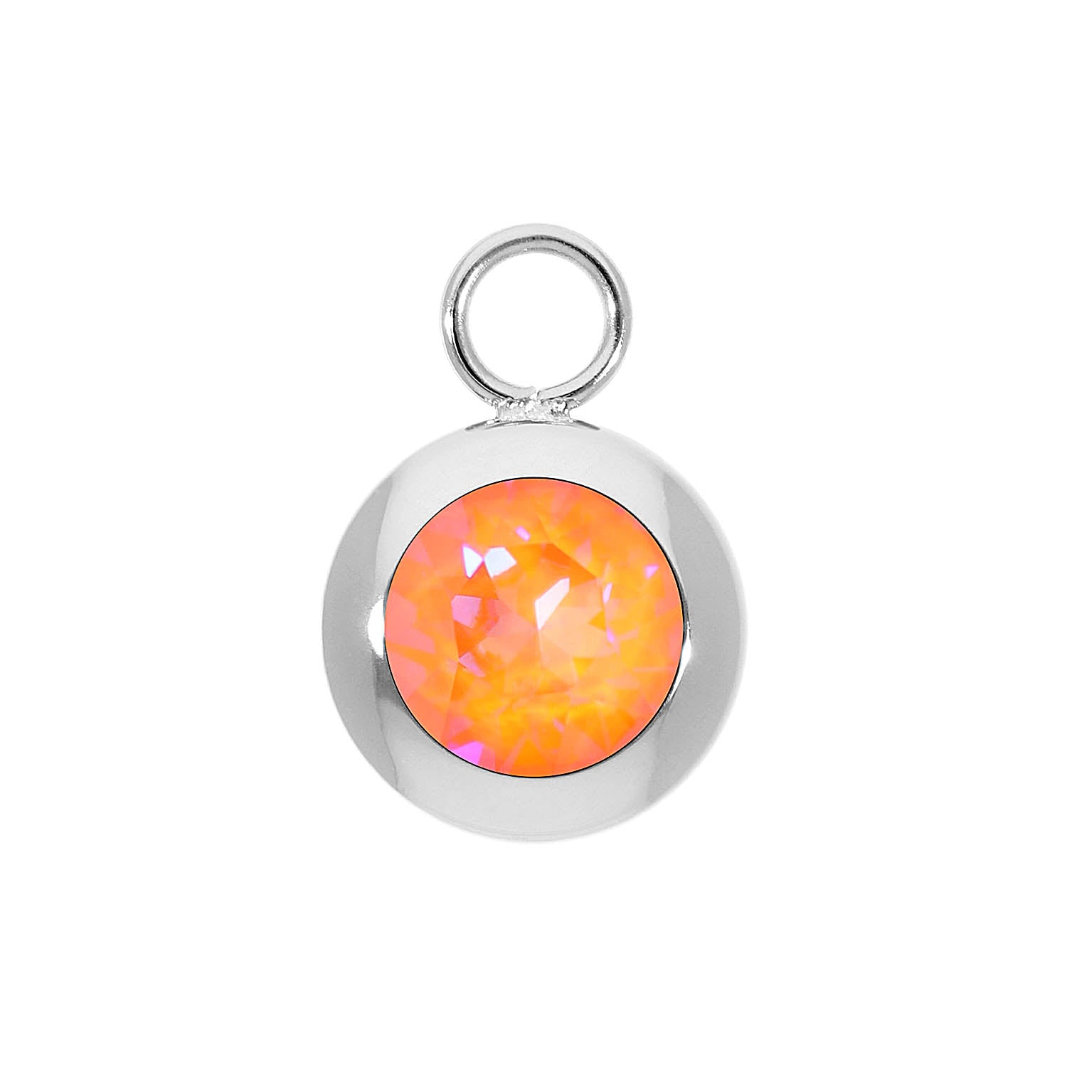 Tondo Charm 13 mm - Silber crystal orange glow delite