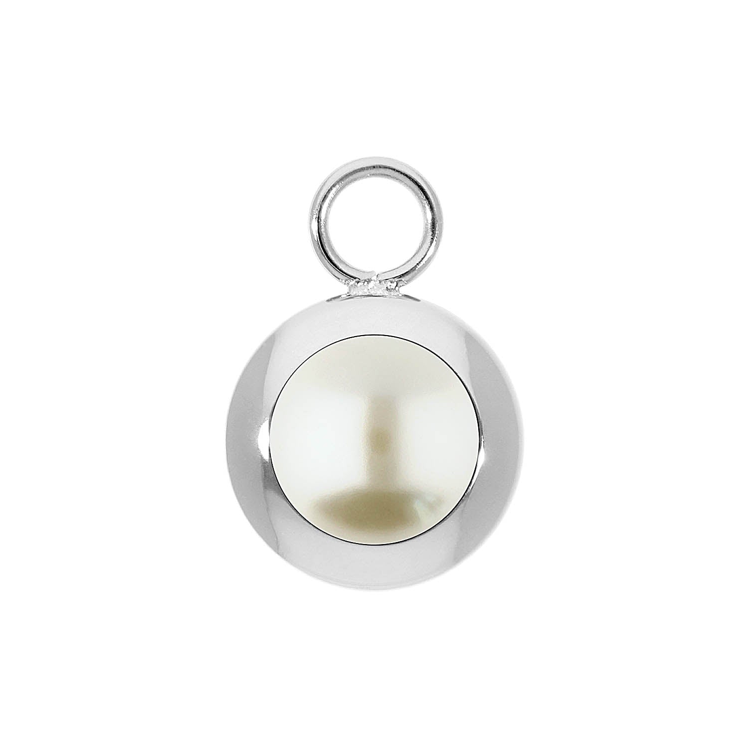 Tondo Charm 13 mm - Silber cream pearl