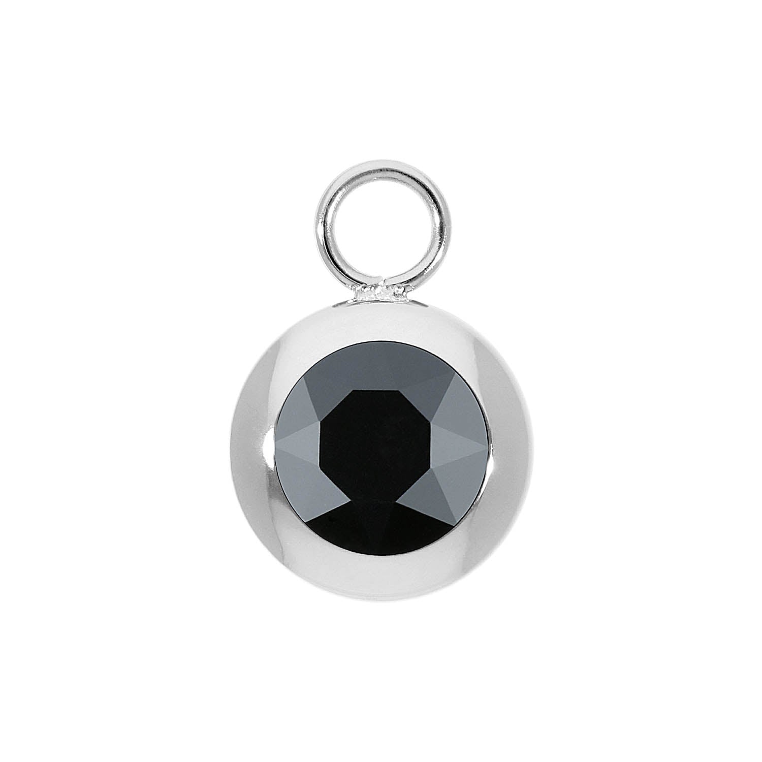 Tondo Charm 13 mm - Silber jet hematite