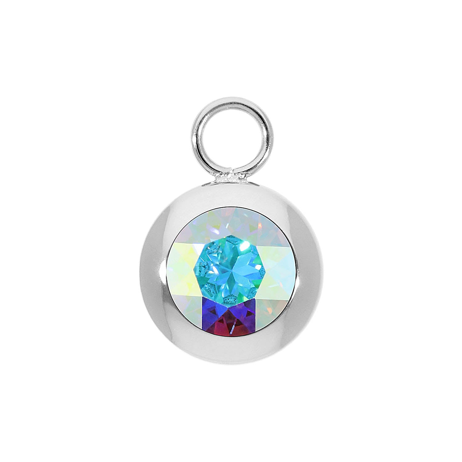 Tondo Charm 13 mm - Silber crystal aurora boreale