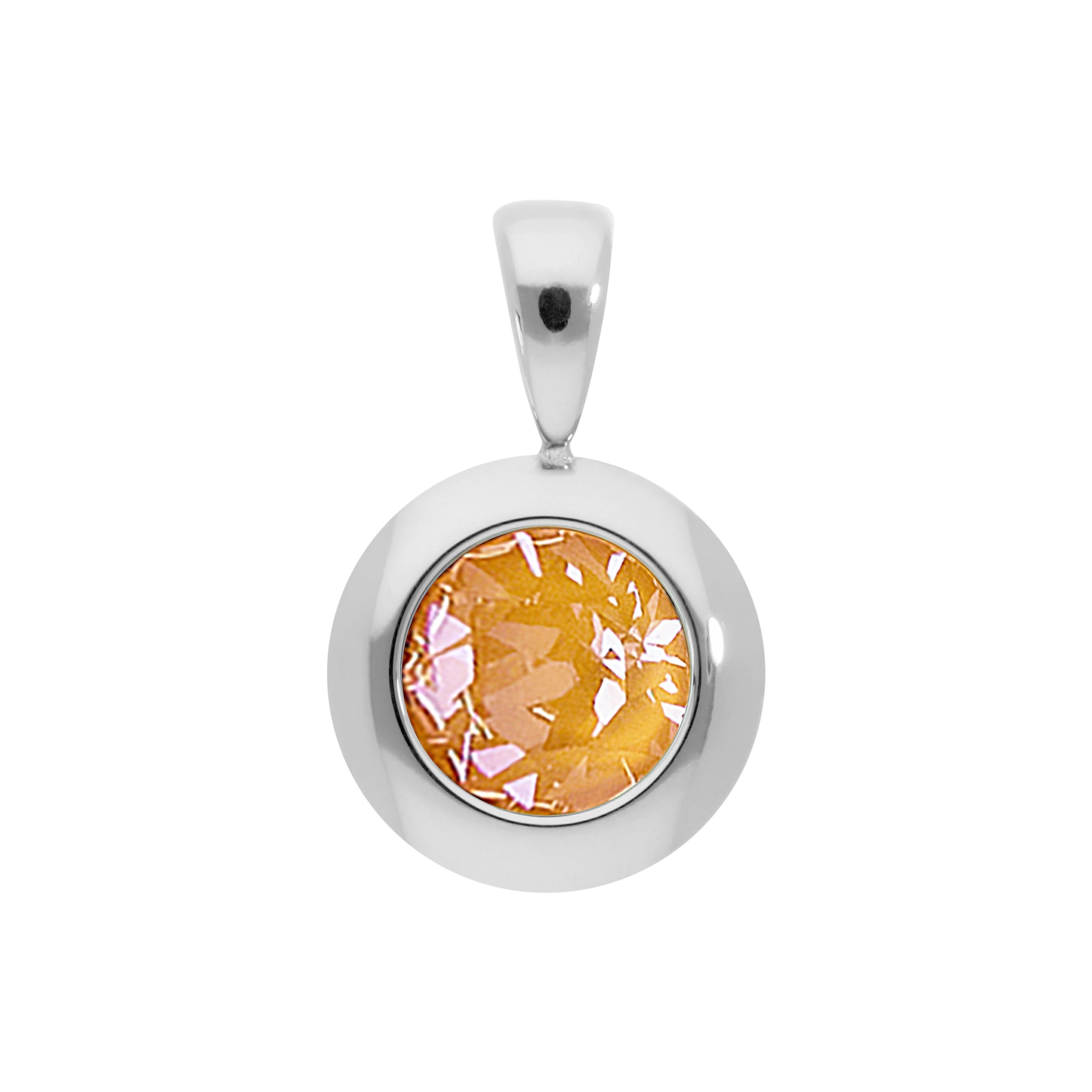 Tondo Anhänger 13 mm - Silber Crystal Mango Ignite