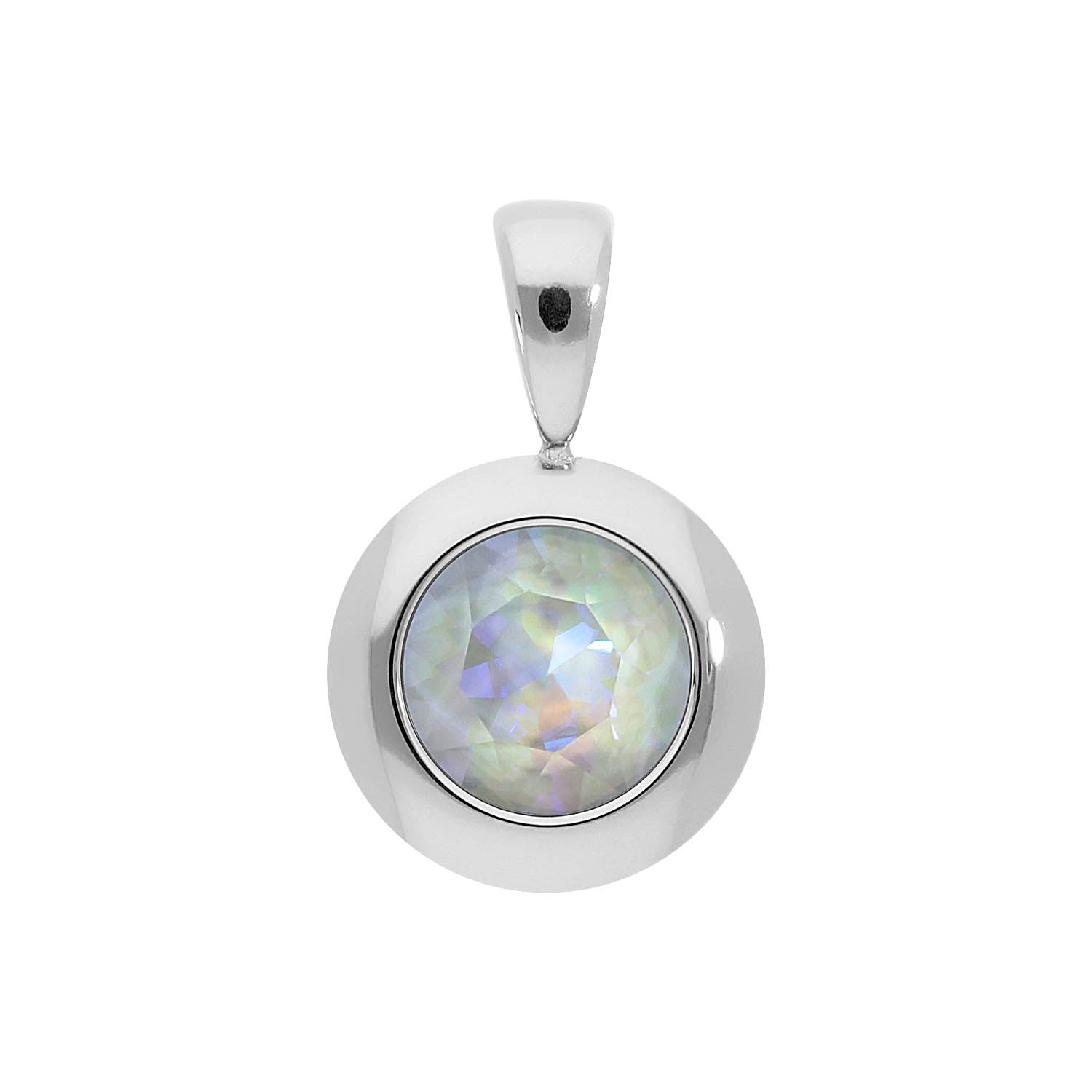 Tondo Anhänger 13 mm - Silber Crystal Serene Gray Delite