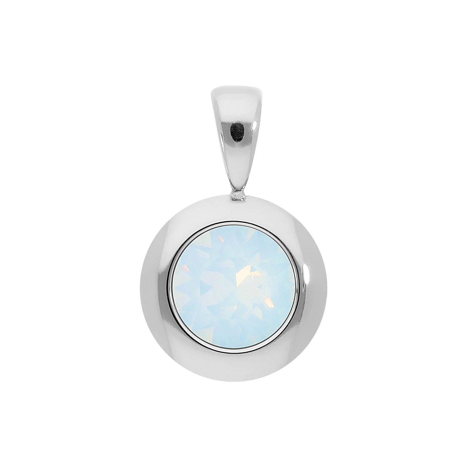 Tondo Anhänger 13 mm - Silber white opal