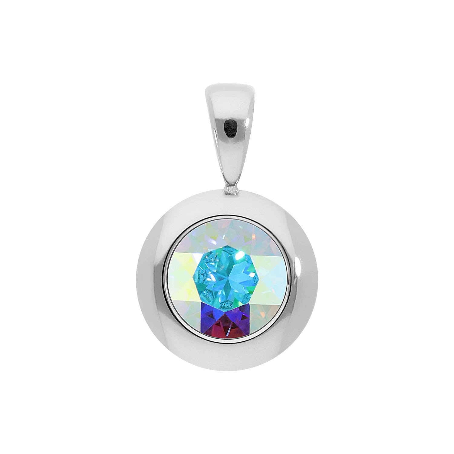 Tondo Anhänger 13 mm - Silber crystal aurora boreale
